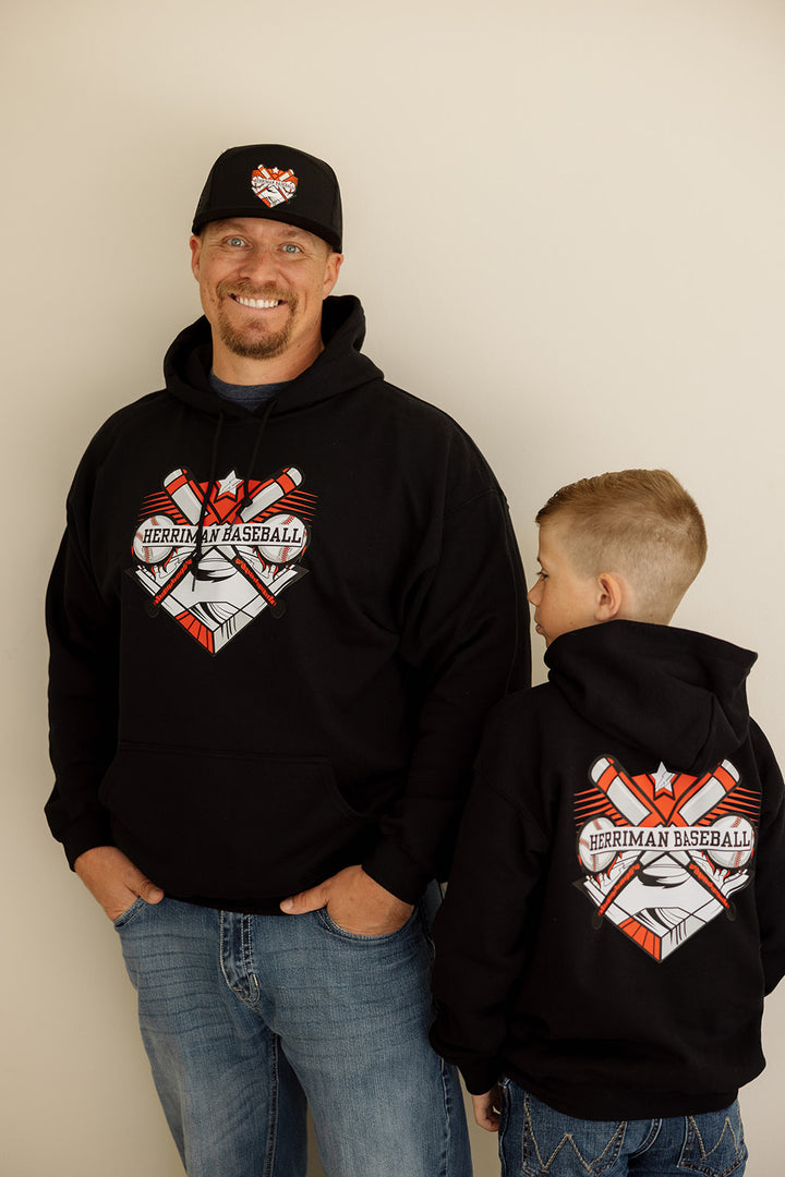 Youth Hoodie with Crossing Bats Logo